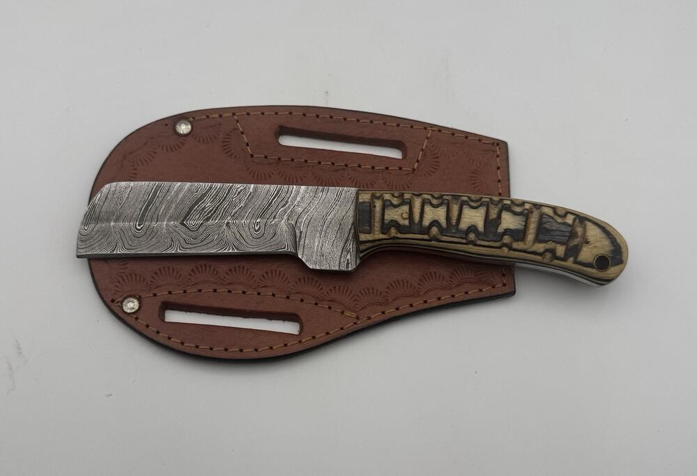 Handmade Damascus Steel Fixed Blade Knife w/ Leather Sheath – Pakistan Made NEW